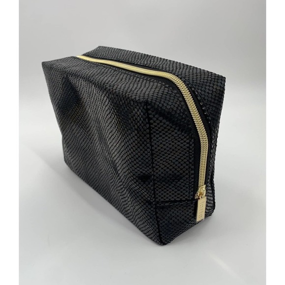 tarte Cosmetics Black Gold Vegan Zippered Snakeskin Makeup Bag - BRAND NEW - Picture 1 of 9
